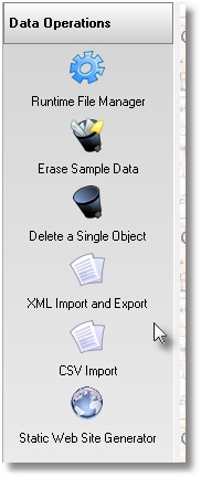 Data operations menu