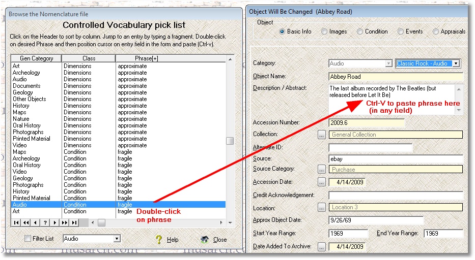 Nomenclature selection