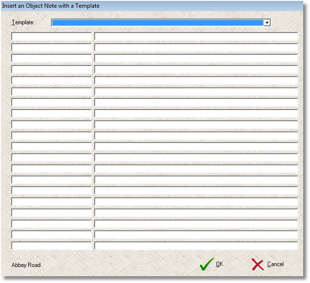 Object Note Template form