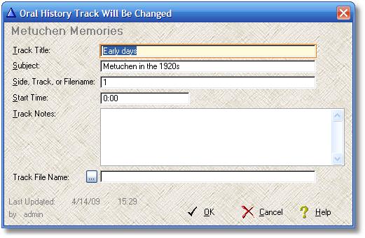 Oral History track form