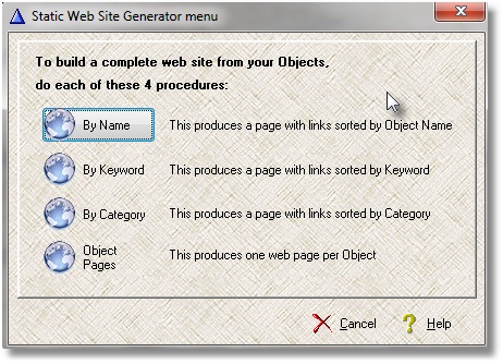 Static web site menu