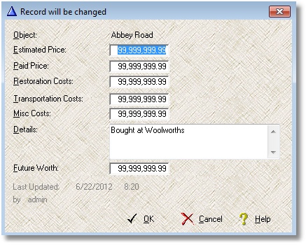 Valuation form